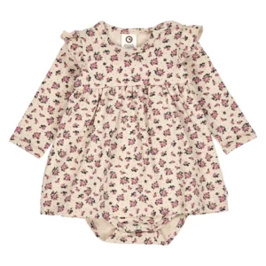 Schattig jurkje met bloemenprint en ruches – biologisch katoen