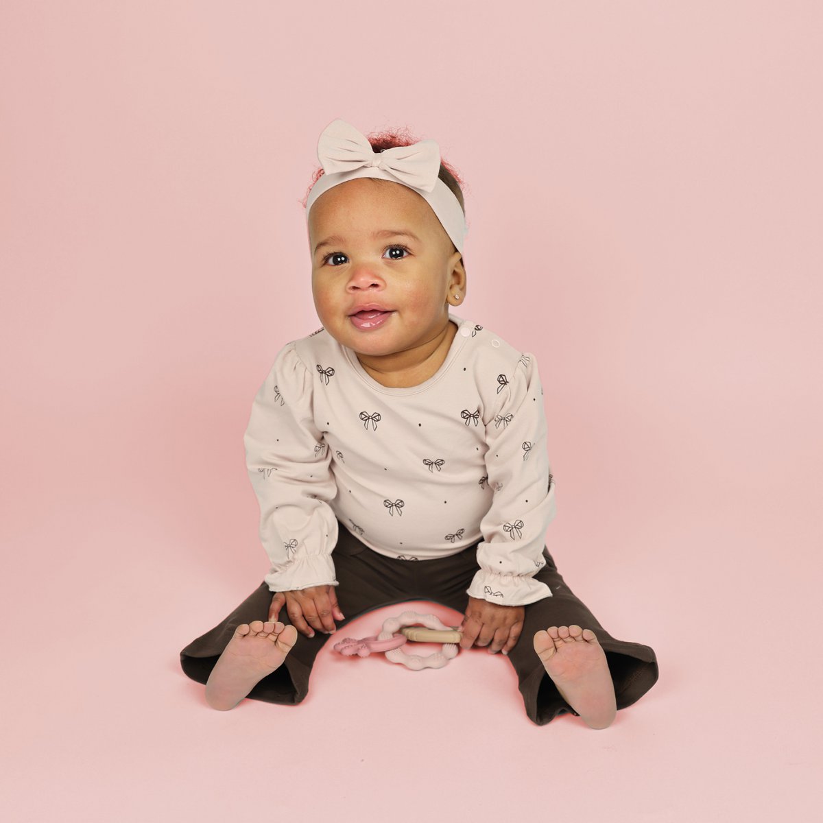 Ballerina Baby Shirt Bow | Sepia Rose - Afbeelding 3