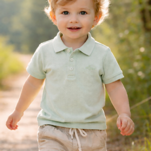 Baby polo shirt salie groen voor voorjaar en zomer