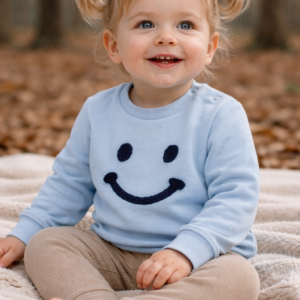 Frogs & Dogs Baby Sweater Smiley Lichtblauw – Zachte Unisex Babytrui