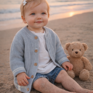 Riffle Gebreid Baby Vestje – 100% Katoen – Lichtblauw