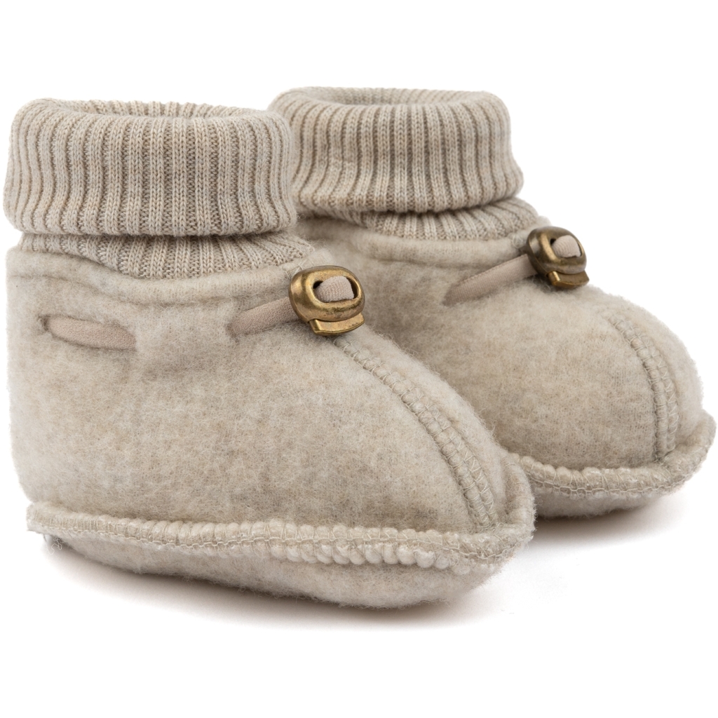 Mikk-Line babyslofjes merinowol Melange Offwhite