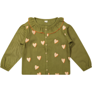 Riffle Blouse Hartjes – Olive Green