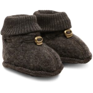 Mikk-Line babyslofjes merinowol Dark Brown Melange