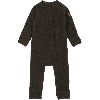 Mikk-line Merino Wollen Onesie – Donker bruin melange - Afbeelding 4