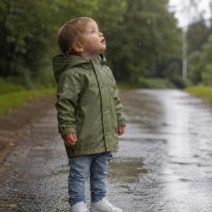 Mikk-Line waterdichte regenjas voor kinderen olive,Regenjas kind met fleecevoering,Mikk-Line regenkleding voor kinderen
