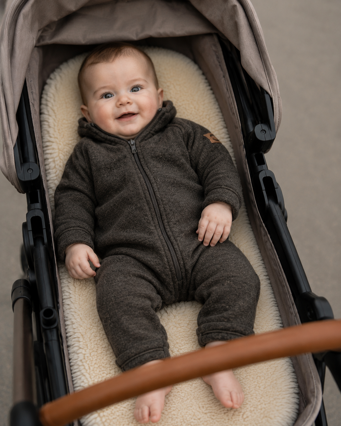 Mikk-line Merino Wollen Onesie – Donker bruin melange
