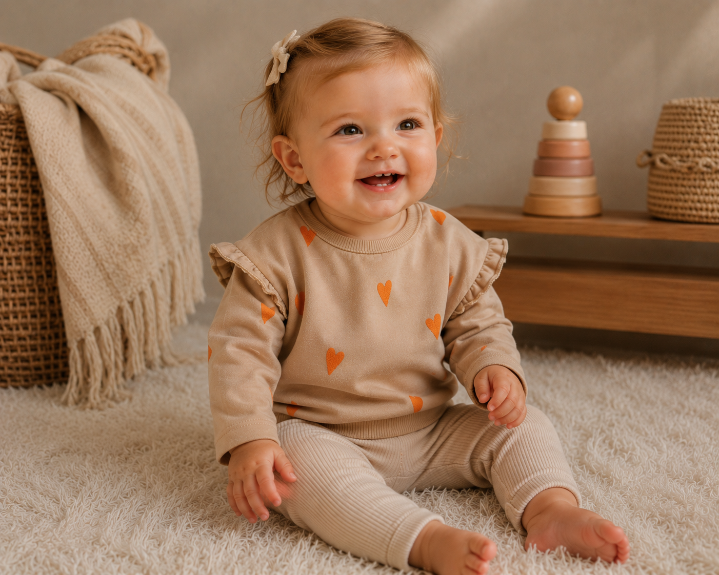 Riffle Sweater Hartjes – Beige